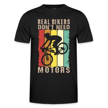 Real bikers don't need motors and batteries - Men's Functional T-Shirt - black - Front - AI Model Male 178 dark (178cm)