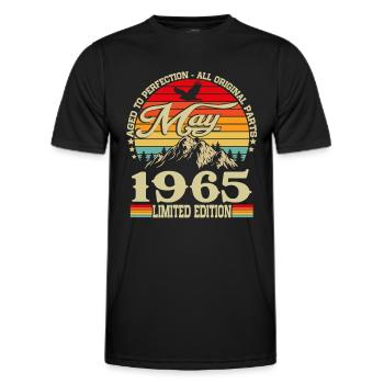 Mai 1965 Jahrgang Geburtstag Vintage Retro - Männer Funktions-T-Shirt - Schwarz - Vorne - AI Model Male 178 dark (178cm)