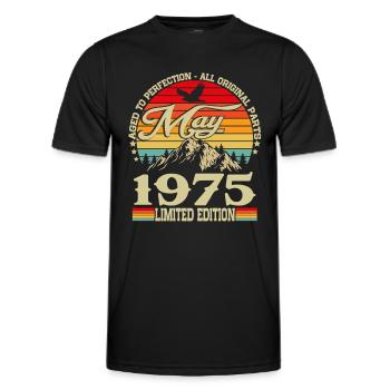 Mai 1975 Jahrgang Geburtstag Vintage Retro - Männer Funktions-T-Shirt - Schwarz - Vorne - AI Model Male 178 dark (178cm)