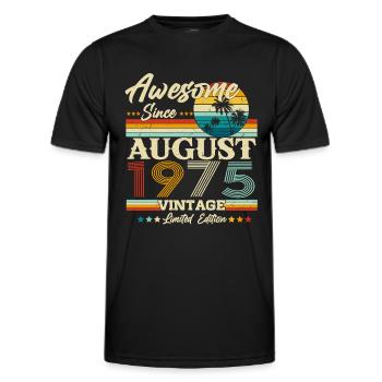 August 1975 Jahrgang Vintage Retro Geburtstag - Männer Funktions-T-Shirt - Schwarz - Vorne - AI Model Male 178 dark (178cm)