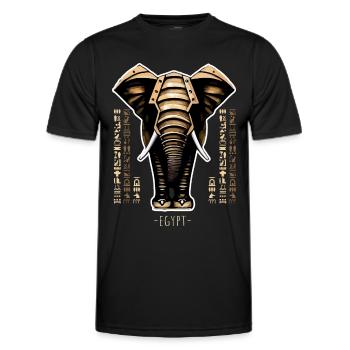 Illustration astucieuse éléphants avec hiéroglyphes - T-shirt sport Homme - noir - Devant - AI Model Male 178 dark (178cm)