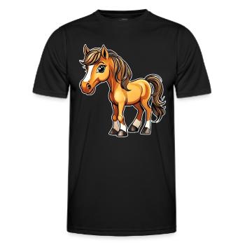 Cute little horse with blaze - Men's Functional T-Shirt - black - Front - AI Model Male 178 dark (178cm)