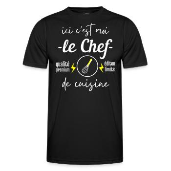 Ici c est moi le chef - T-shirt sport Homme - noir - Devant - AI Model Male 178 dark (178cm)