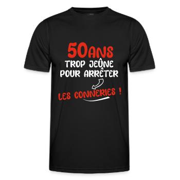 anniversaire 50 ans humour - T-shirt sport Homme - noir - Devant - AI Model Male 178 dark (178cm)