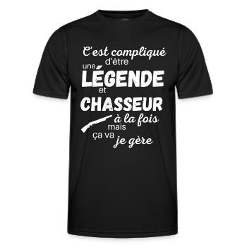 légende et chasseur cadeau chasseur humour - T-shirt sport Homme - noir - Devant - AI Model Male 178 dark (178cm)