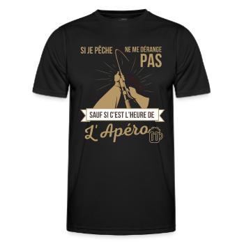l'heure de l'apéro cadeau pêcheur humour - T-shirt sport Homme - noir - Devant - AI Model Male 178 dark (178cm)
