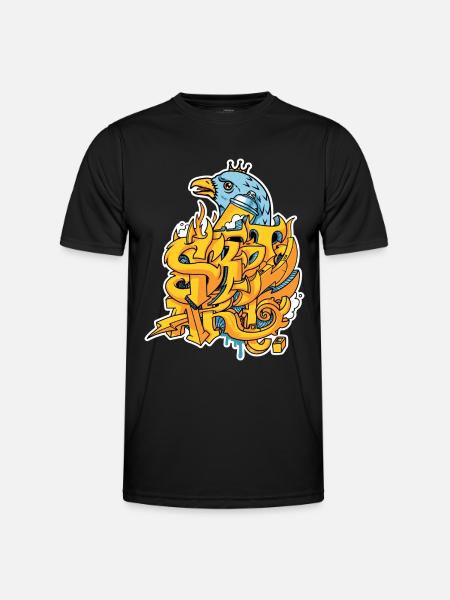 Graffiti street art with eagle and crown - Men's Functional T-Shirt - black