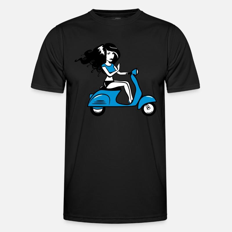 motorroller mädchen sexy - Männer Funktions-T-Shirt - Schwarz