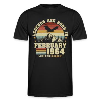 Februar 1964 Jahrgang Geburtstag Geschenk - Männer Funktions-T-Shirt - Schwarz - Vorne - AI Model Male 178 dark (178cm)