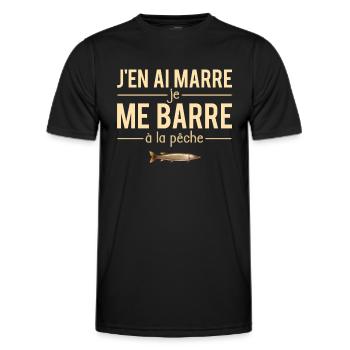 J'en ai marre je me barre pêche cadeau pêcheur - T-shirt sport Homme - noir - Devant - AI Model Male 178 dark (178cm)