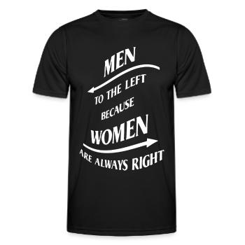Men to the left because women are always right - Men's Functional T-Shirt - black - Front - AI Model Male 178 dark (178cm)