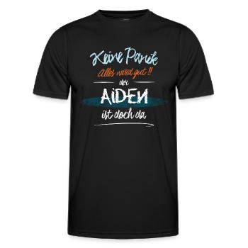 Aiden - Keine Panik. Alles wird gut - Männer Funktions-T-Shirt - Schwarz - Vorne - AI Model Male 178 dark (178cm)