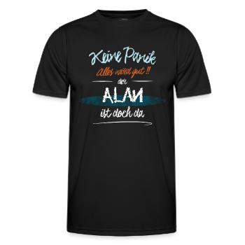 Alan - Keine Panik. Alles wird gut - Männer Funktions-T-Shirt - Schwarz - Vorne - AI Model Male 178 dark (178cm)