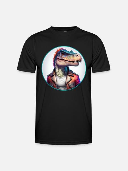 Dinosaur Leather Jacket - Men's Functional T-Shirt - black