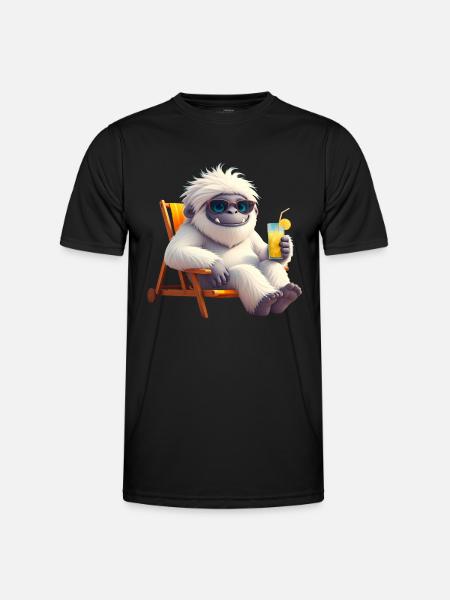 Yeti Monster in Sun Chair - Men's Functional T-Shirt - black