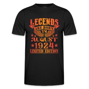Anniversaire Août 1924 Edition Limitée Millésime - T-shirt sport Homme - noir - Devant - AI Model Male 178 dark (178cm)