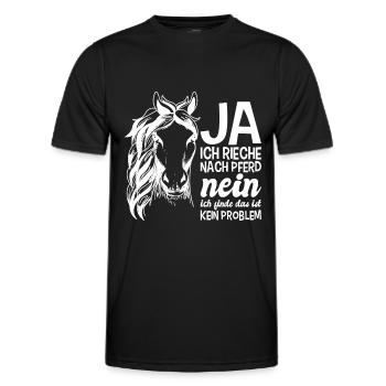 Nach Pferd riechen Reiterin Reiter lustig - Männer Funktions-T-Shirt - Schwarz - Vorne - AI Model Male 178 dark (178cm)