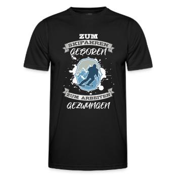 Zum Skifahren geboren Zum arbeiten gezwungen - Männer Funktions-T-Shirt - Schwarz - Vorne - AI Model Male 178 dark (178cm)