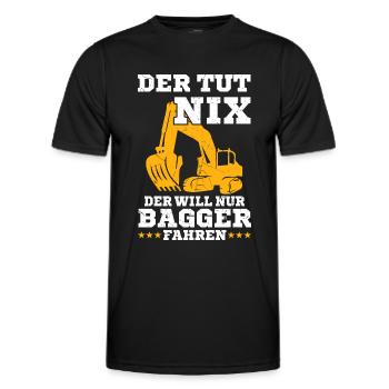 Der will nur Bagger fahren Baggerfahrer - Männer Funktions-T-Shirt - Schwarz - Vorne - AI Model Male 178 dark (178cm)