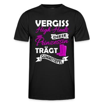 Landwirtin Spruch - Prinzessin Gummistiefel - Männer Funktions-T-Shirt - Schwarz - Vorne - AI Model Male 178 dark (178cm)