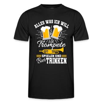 Alles was ich will ist Trompete spielen und Bier - Männer Funktions-T-Shirt - Schwarz - Vorne - AI Model Male 178 dark (178cm)
