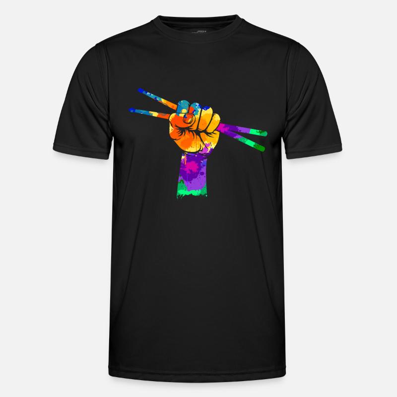Schlagzeuger Drumsticks Faust Geschenk - Männer Funktions-T-Shirt - Schwarz