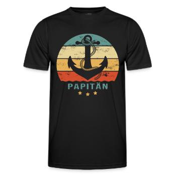 PAPITÄN Papa ist der Kapitän Vatertag Geschenkidee - Männer Funktions-T-Shirt - Schwarz - Vorne - AI Model Male 178 dark (178cm)