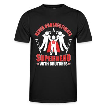 Crutches superhero foot fracture leg broken gift - Men's Functional T-Shirt - black - Front - AI Model Male 178 dark (178cm)