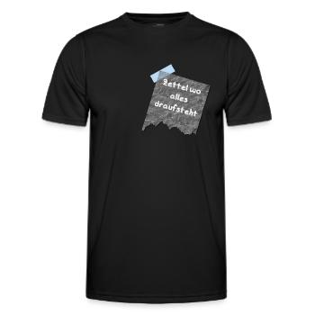 zettel weiss - Männer Funktions-T-Shirt - Schwarz - Vorne - AI Model Male 178 dark (178cm)