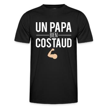 Papa bien costaud cadeau papa fête des pères - T-shirt sport Homme - noir - Devant - AI Model Male 178 dark (178cm)