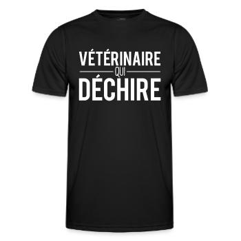 Vétérinaire qui déchire cadeau vétérinaire humour - T-shirt sport Homme - noir - Devant - AI Model Male 178 dark (178cm)