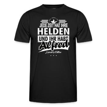 Jede Zeit hat Ihre Helden Ihr habt Alfred - Männer Funktions-T-Shirt - Schwarz - Vorne - AI Model Male 178 dark (178cm)
