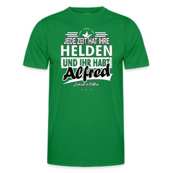 Jede Zeit hat Ihre Helden Ihr habt Alfred - Männer Funktions-T-Shirt - Kelly Green - Vorne - AI Model Male 178 dark (178cm)