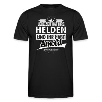 Jede Zeit hat Ihre Helden Ihr habt Arnold - Männer Funktions-T-Shirt - Schwarz - Vorne - AI Model Male 178 dark (178cm)