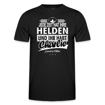 Jede Zeit hat Ihre Helden ihr habt Charlie - Männer Funktions-T-Shirt - Schwarz - Vorne - AI Model Male 178 dark (178cm)