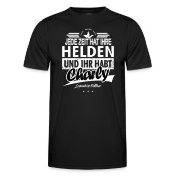 Jede Zeit hat Ihre Helden ihr habt Charly - Männer Funktions-T-Shirt - Schwarz - Vorne - AI Model Male 178 dark (178cm)