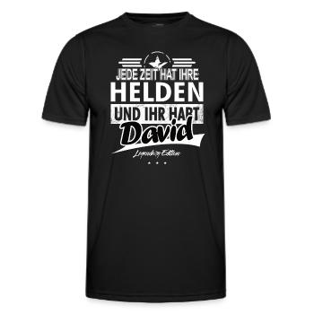 Jede Zeit hat Ihre Helden Ihr habt David - Männer Funktions-T-Shirt - Schwarz - Vorne - AI Model Male 178 dark (178cm)