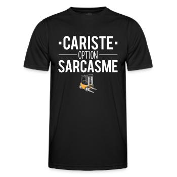 Cadeau cariste option sarcasme métier humour - T-shirt sport Homme - noir - Devant - AI Model Male 178 dark (178cm)