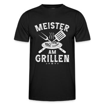 Meister Am Grillen BBQ - Männer Funktions-T-Shirt - Schwarz - Vorne - AI Model Male 178 dark (178cm)