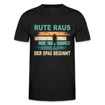 Angler Geschenk Fischen Fischer Spruch Angeln Rute - Männer Funktions-T-Shirt - Schwarz - Vorne - AI Model Male 178 dark (178cm)