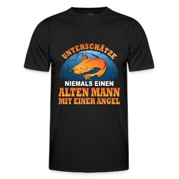 Angler Alter Mann Geschenk Fischen Fischer Angeln - Männer Funktions-T-Shirt - Schwarz - Vorne - AI Model Male 178 dark (178cm)