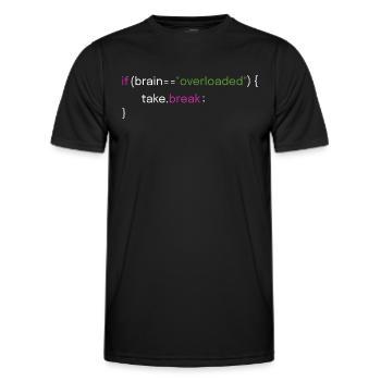 Fun pause and coding design - Men's Functional T-Shirt - black - Front - AI Model Male 178 dark (178cm)