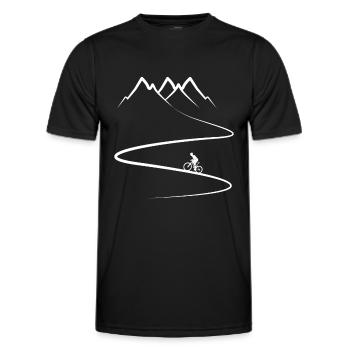 Mountainbike - Berge - Gebirge - Kurven - Männer Funktions-T-Shirt - Schwarz - Vorne - AI Model Male 178 dark (178cm)