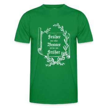 Schriftrolle Lorbeerkranz FRÜHER WAR ALLES BESSER - Männer Funktions-T-Shirt - Kelly Green - Vorne - AI Model Male 178 dark (178cm)