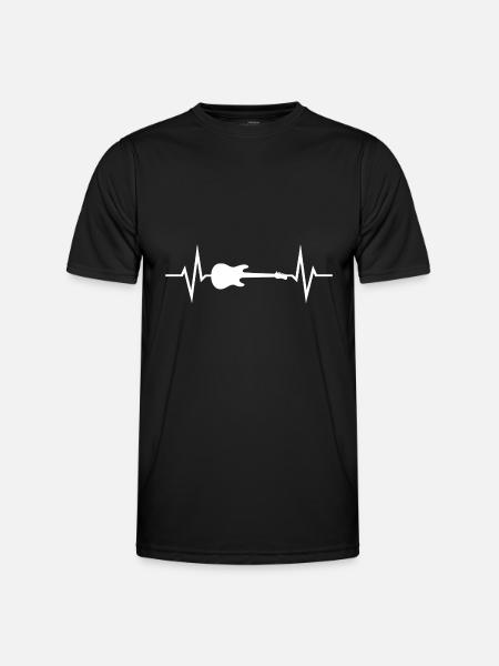 Guitar Heartbeat - Men's Functional T-Shirt - black