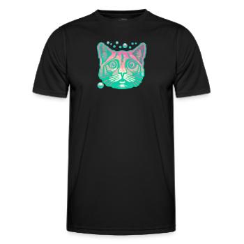 Spiritual Green Yoga Cat - Men's Functional T-Shirt - black - Front - AI Model Male 178 dark (178cm)