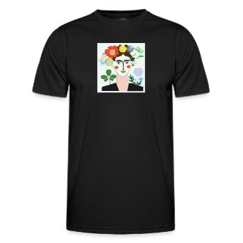 Blumenfrau Portät - Männer Funktions-T-Shirt - Schwarz - Vorne - AI Model Male 178 dark (178cm)