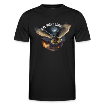 Owl Night Long Night Owl Owl Night Service - Men's Functional T-Shirt - black - Front - AI Model Male 178 dark (178cm)