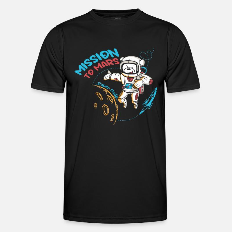 Brave Space Astronaut Bear Graphic - Men's Functional T-Shirt - black
