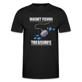 Pêche à l’aimant - T-shirt sport Homme - noir - Devant - AI Model Male 178 dark (178cm)